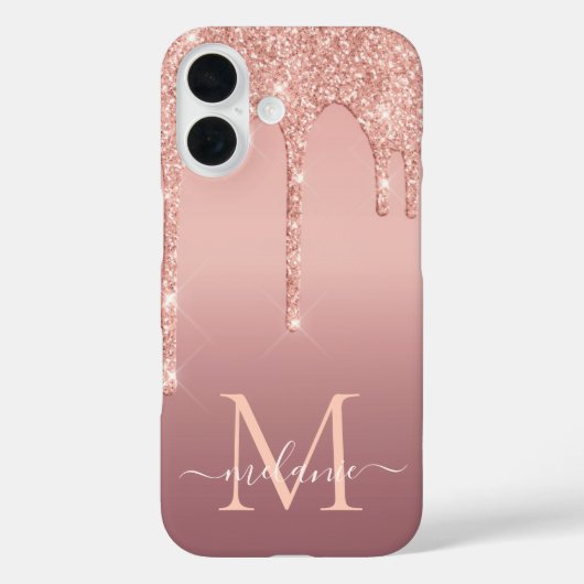 Gepersonaliseerde Roos Gouden Glitter iPhone Case (Achterkant)