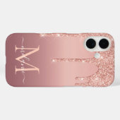 Gepersonaliseerde Roos Gouden Glitter iPhone Case (Achterkant (horizontaal))