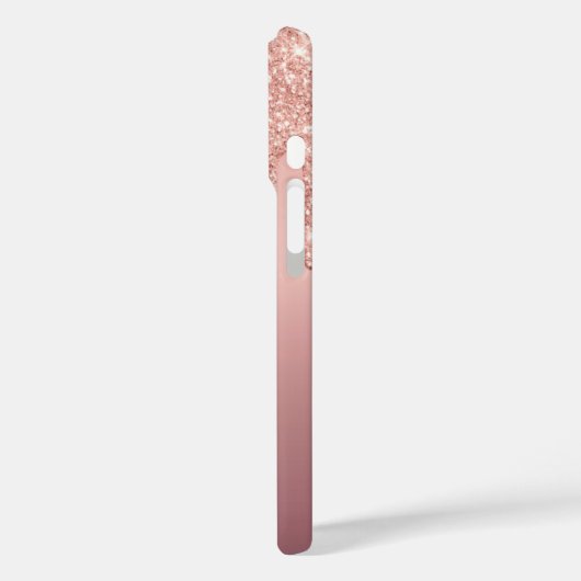 Gepersonaliseerde Roos Gouden Glitter iPhone Case (Achterkant / Links)