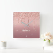 Gepersonaliseerde Roos Gouden Glitter Klok Aangepa (Huis)