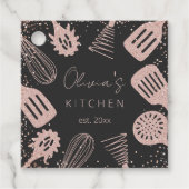 Gepersonaliseerde Roos Gouden Glitter Koken Gereed Bedankjes Labels (Voorkant)