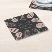 Gepersonaliseerde Roos Gouden Glitter Koken Gereed Kartonnen Onderzetters (Schuin)