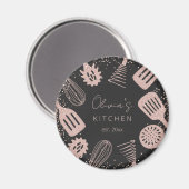 Gepersonaliseerde Roos Gouden Glitter Koken Gereed Magneet (Voorkant / Achterkant)