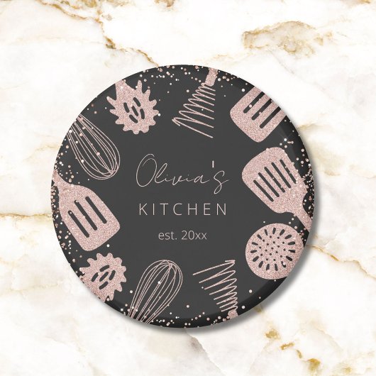 Gepersonaliseerde Roos Gouden Glitter Koken Gereed Magneet