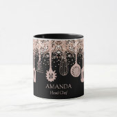 Gepersonaliseerde Roos Gouden Glitter Koken Gereed Mok (Midden)