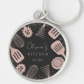 Gepersonaliseerde Roos Gouden Glitter Koken Gereed Sleutelhanger (Voorkant)