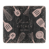 Gepersonaliseerde Roos Gouden Glitter Koken Gereed Snijplank (Voorkant)