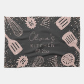 Gepersonaliseerde Roos Gouden Glitter Koken Gereed Theedoek (Horizontaal)