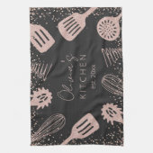 Gepersonaliseerde Roos Gouden Glitter Koken Gereed Theedoek (Verticaal)