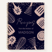 Gepersonaliseerde Roos Gouden Glitter Koken Recept Notitieboek (Voorkant)