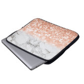 Gepersonaliseerde Roos gouden glitter marmeren lap Laptop Sleeve (Voorkant onderkant)