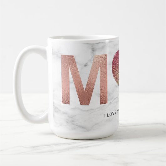 Gepersonaliseerde Roos Gouden Glitter Mom Moederda Koffiemok (Links)