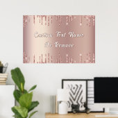 Gepersonaliseerde Roos Gouden Glitter Poster Aange (Thuiskantoor)