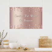 Gepersonaliseerde Roos Gouden Glitter Poster Aange (Keuken)