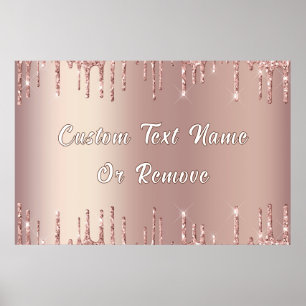 Gepersonaliseerde Roos Gouden Glitter Poster Aange