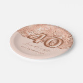 Gepersonaliseerde Roos Gouden Luipaard Print 40e V Papieren Bordje (Gekanteld)