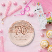 Gepersonaliseerde Roos Gouden Luipaard Print 70ste Papieren Bordje (Feest)