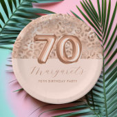 Gepersonaliseerde Roos Gouden Luipaard Print 70ste Papieren Bordje