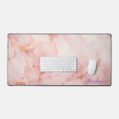 Gepersonaliseerde Roos gouden marmeren bureaumat (Keyboard & Muis)