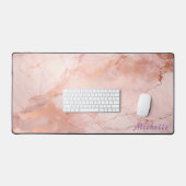 Gepersonaliseerde Roos gouden marmeren bureaumat (Keyboard & Muis)