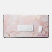 Gepersonaliseerde Roos gouden marmeren bureaumat (Keyboard & Muis)