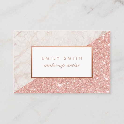 Gepersonaliseerde Roos gouden marmeren glitter Kaa Visitekaartje (Voorkant)