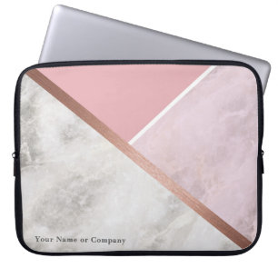 Gepersonaliseerde Roos gouden marmeren laptop Hoes