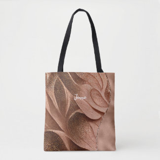 Gepersonaliseerde Roos Gouden Shimmer Textuur Glit Tote Bag