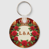 🌹 Gepersonaliseerde Roos Monogram Initiaal Decora Sleutelhanger (Achterkant)