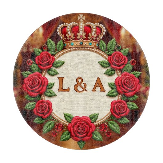 🌹 Gepersonaliseerde Roos Monogram Initiaal Decora Snijplank (Voorkant)