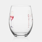 Gepersonaliseerde Rosé Roze Wijn & Boekliefhebber  Wijnglas Zonder Voet (Rechts)