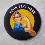 Gepersonaliseerde Rosie de Aangepaste Vintage van  Ronde Button 3,2 Cm<br><div class="desc">Voeg uw eigen tekst aan dit klantgerichte Rosie toe het ontwerp van de Riveter.</div>