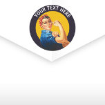 Gepersonaliseerde Rosie de Aangepaste Vintage van  Ronde Sticker<br><div class="desc">Voeg uw eigen tekst aan dit klantgerichte Rosie toe het ontwerp van de Riveter.</div>