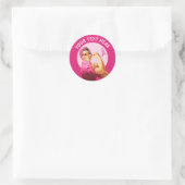 Gepersonaliseerde Rosie de Riveter Breast Cancer r Ronde Sticker (Tas)