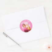 Gepersonaliseerde Rosie de Riveter Breast Cancer r Ronde Sticker (Envelop)