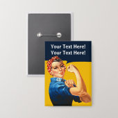 Gepersonaliseerde Rosie de Riveter  Retro Button (Voorkant / Achterkant)
