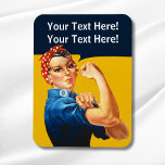 Gepersonaliseerde Rosie de Riveter  Retro Magneet<br><div class="desc">Voeg uw eigen tekst aan dit klantgerichte Rosie toe het ontwerp van de Riveter.</div>