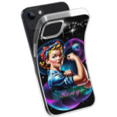 Gepersonaliseerde Rosie de Riveter Roze Blauw Pop Case-Mate iPhone Case