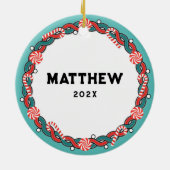 Gepersonaliseerde rotbeklimming-vakantie-cadeau keramisch ornament (Achterkant)