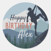 Gepersonaliseerde rotsklimmer Happy Birthday Ronde Sticker (Voorkant)