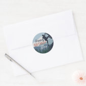 Gepersonaliseerde rotsklimmer Happy Birthday Ronde Sticker (Envelop)