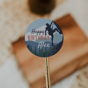 Gepersonaliseerde rotsklimmer Happy Birthday Ronde Sticker
