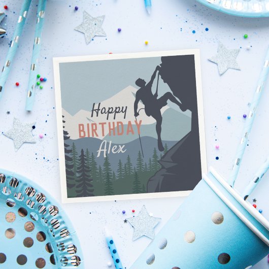 Gepersonaliseerde rotsklimmer Happy Birthday Servet