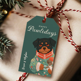Gepersonaliseerde Rottweiler Dog Holiday Gift Labe Cadeaulabel