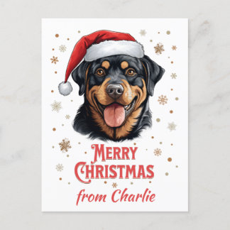 Gepersonaliseerde Rottweiler Hond Santa Merry Chri Briefkaart