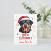 Gepersonaliseerde Rottweiler Hond Santa Merry Chri Feestdagenkaart (Staand voorkant)