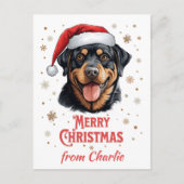 Gepersonaliseerde Rottweiler Hond Santa Merry Chri Feestdagenkaart (Voorkant)