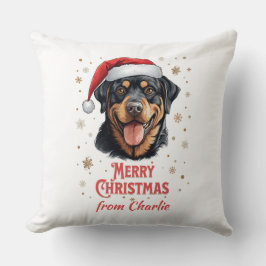 Gepersonaliseerde Rottweiler Hond Santa Merry Chri Kussen