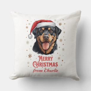 Gepersonaliseerde Rottweiler Hond Santa Merry Chri Kussen