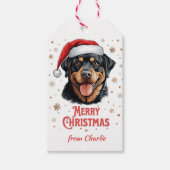 Gepersonaliseerde Rottweiler Hond Vrolijk Kerstfee Cadeaulabel (Voorkant)